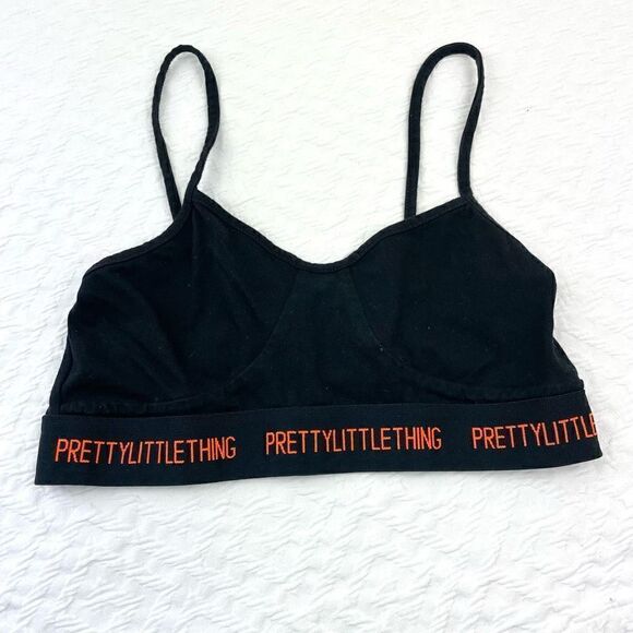 BUY 1 GET 1 FREE pretty little thing size 6 bralette black orange - Picture 1 of 6